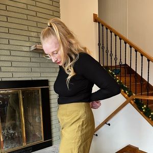 5/30🦄- Black Knit Cotton Mock Neck Long Sleeve Shirt